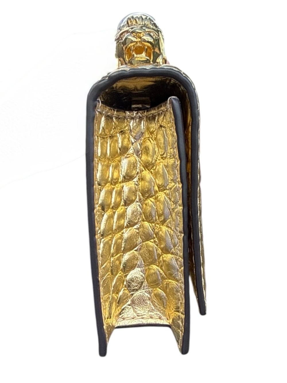 ALEXIS BITTAR Lioness Metallic Croc Embossed Leather Top-Handle Bag - Picture 8 of 12